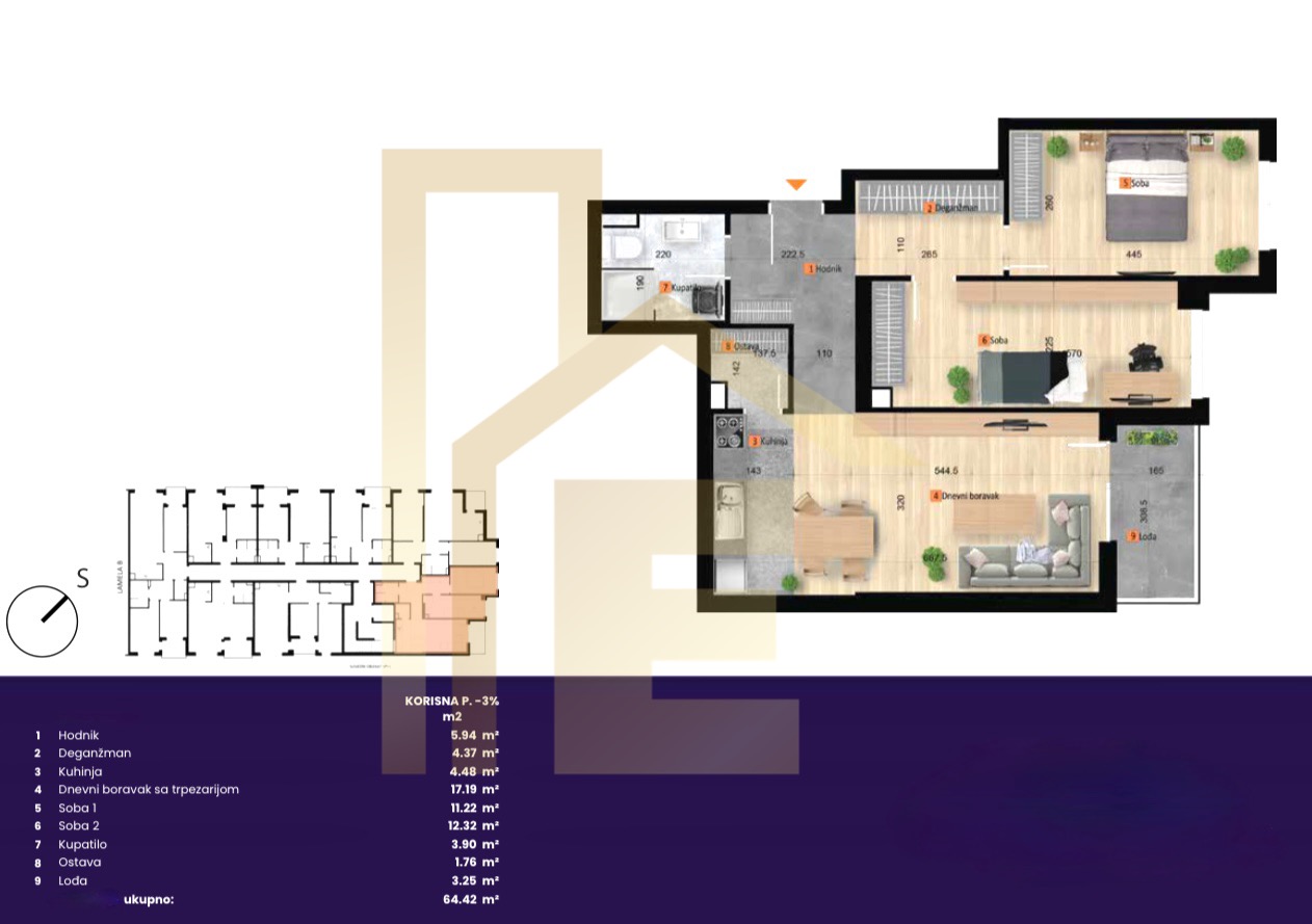 Na prodaju trosoban stan u izgradnji, naselje Lazarevo slika 2