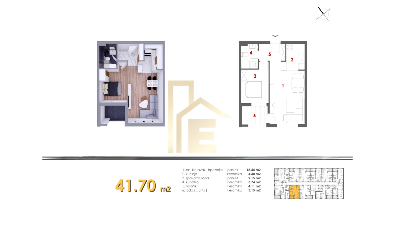 Na prodaju dvosoban stan 41,70 m2, naselje Paprikovac slika 4